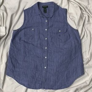 Ralph Lauren Jean Tank Top White Pinstripes 1X